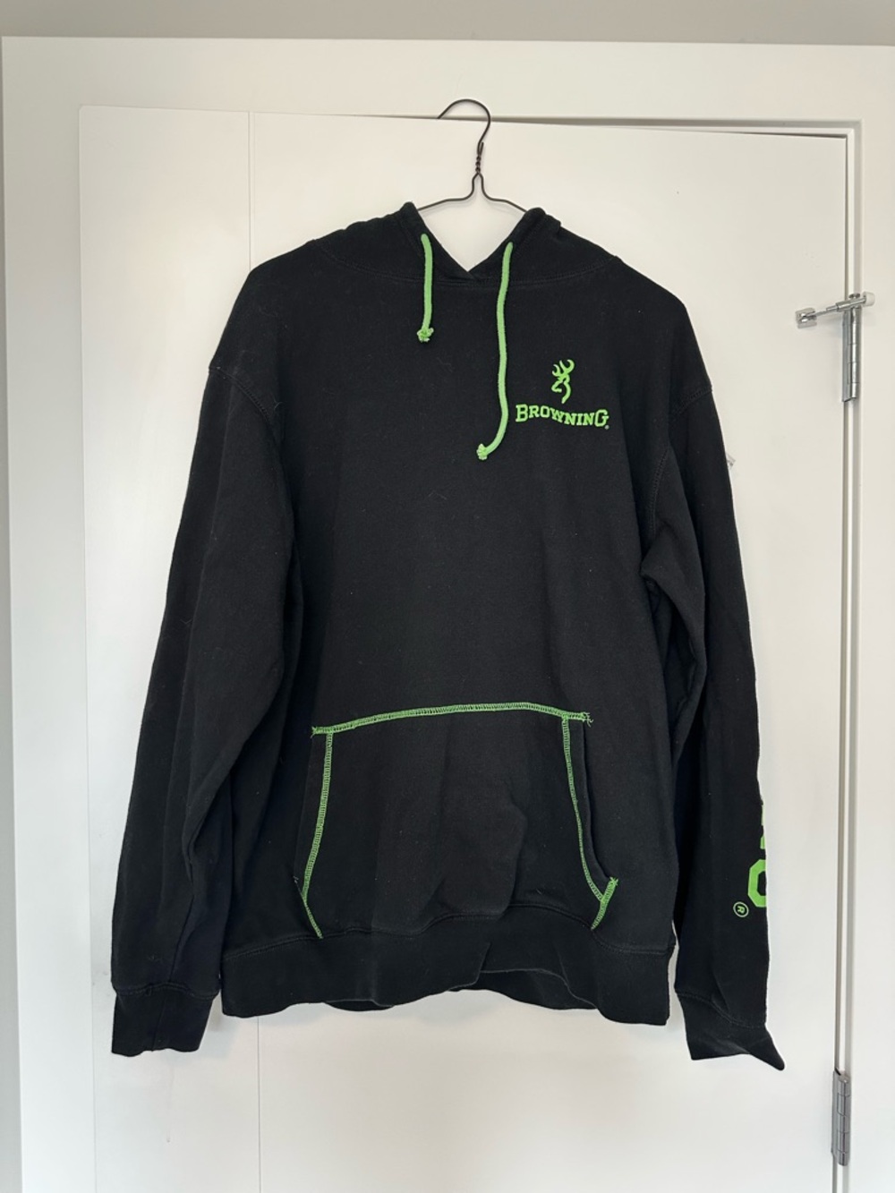Browning Black Hoodie with Neon‎ Green Trim and Logo